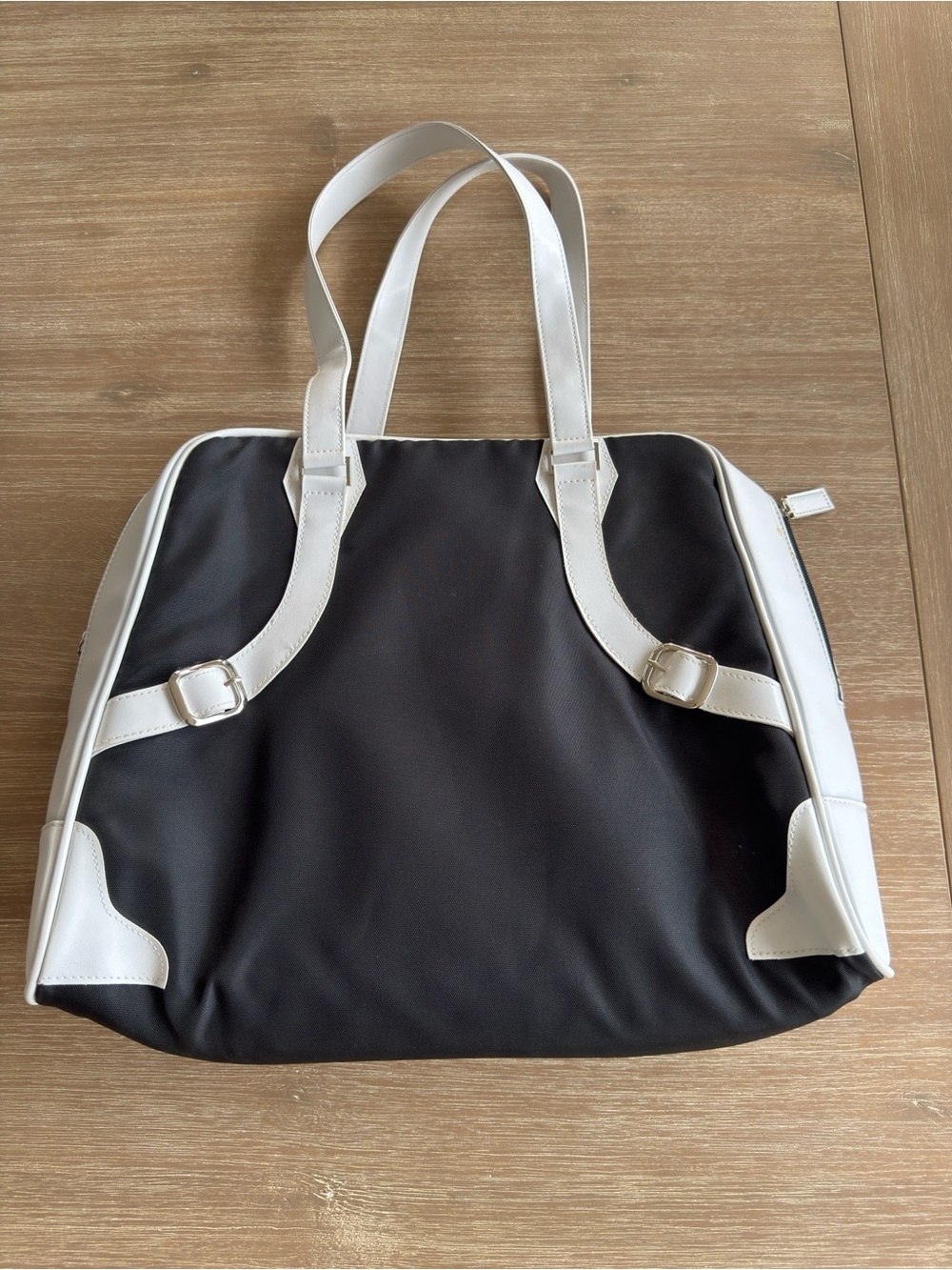 Y2K Brooks Running Tote Bag Black White Bowling Style Duffel Gym Travel Sports - Picture 3 of 13